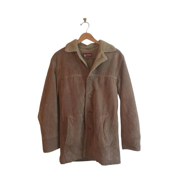Wilson’s Leather M jacket Men tan button down tan gorpcore campcore cozy - Picture 1 of 8